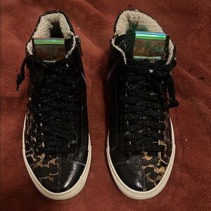 P448 Black and Brown High-Top Sneakers